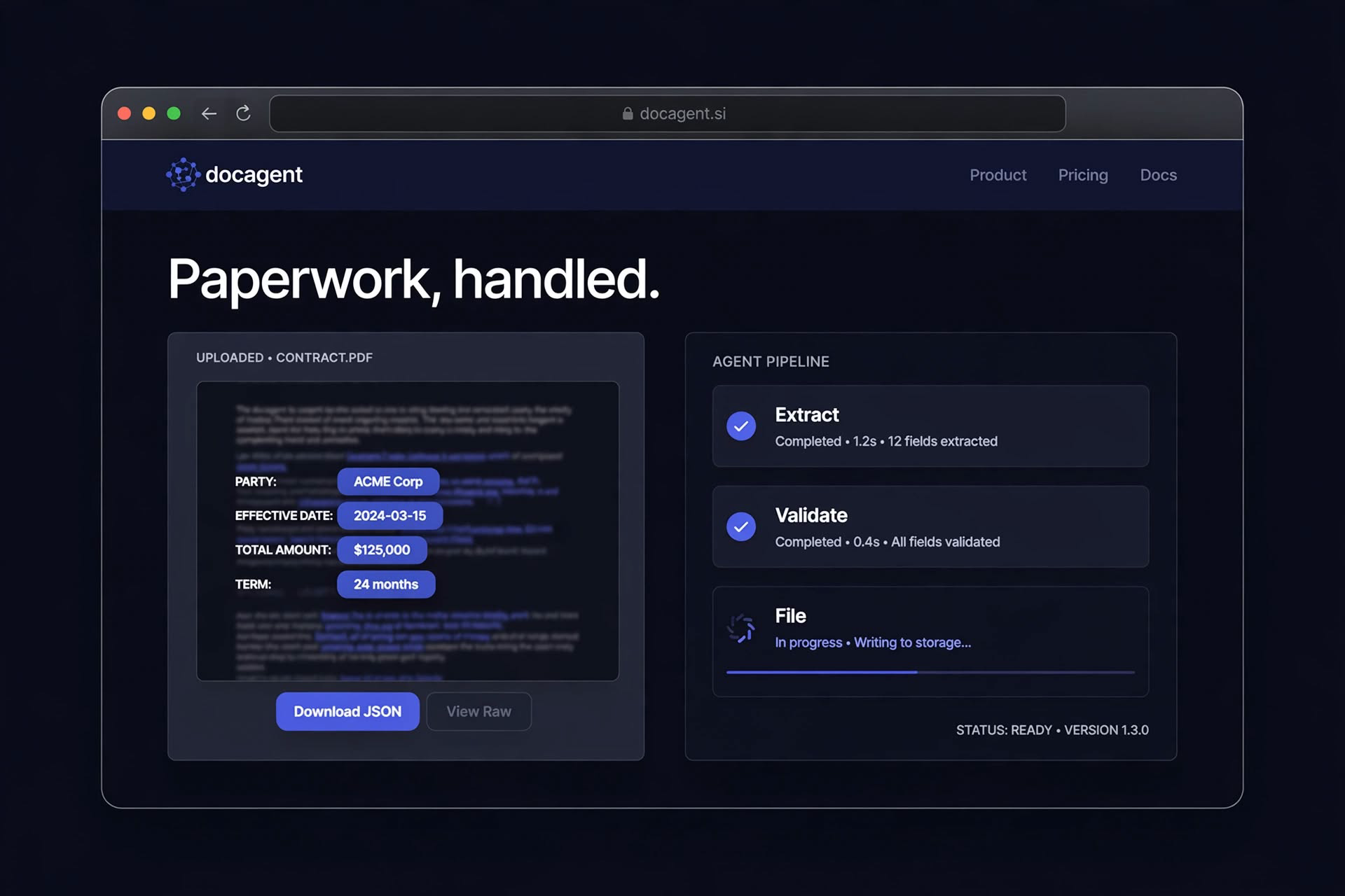 Concept preview of docagent.si